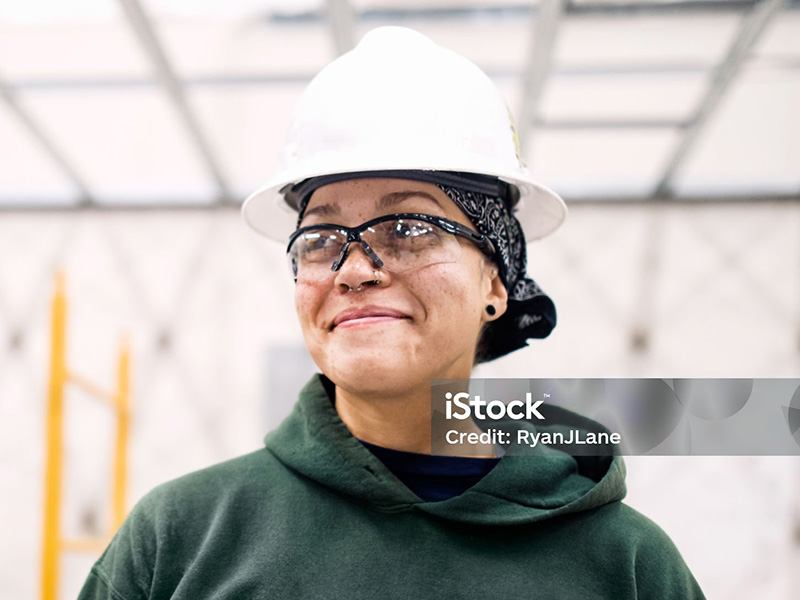 woman in hard hat