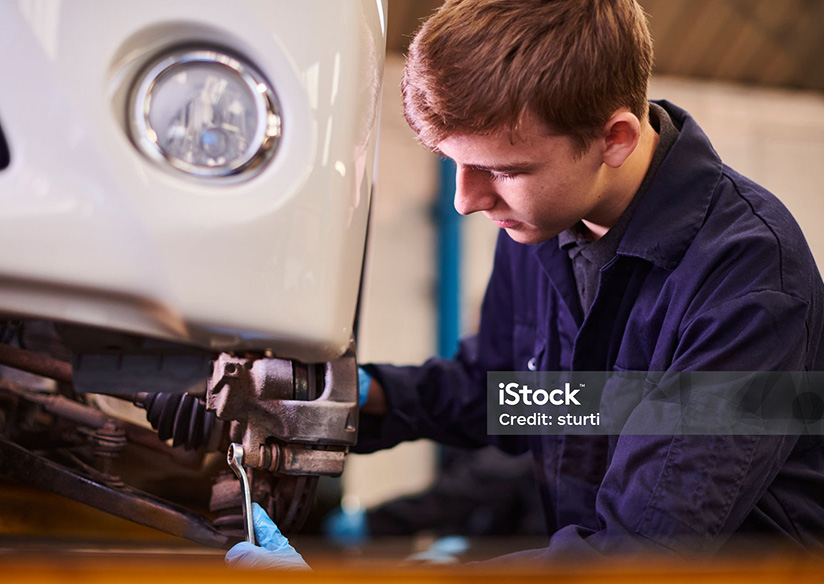 young person working